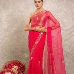 Pink Pure Georgette Lehariya Saree | Aari, Sequin & Resham Work | Jaipurio Designer Collection